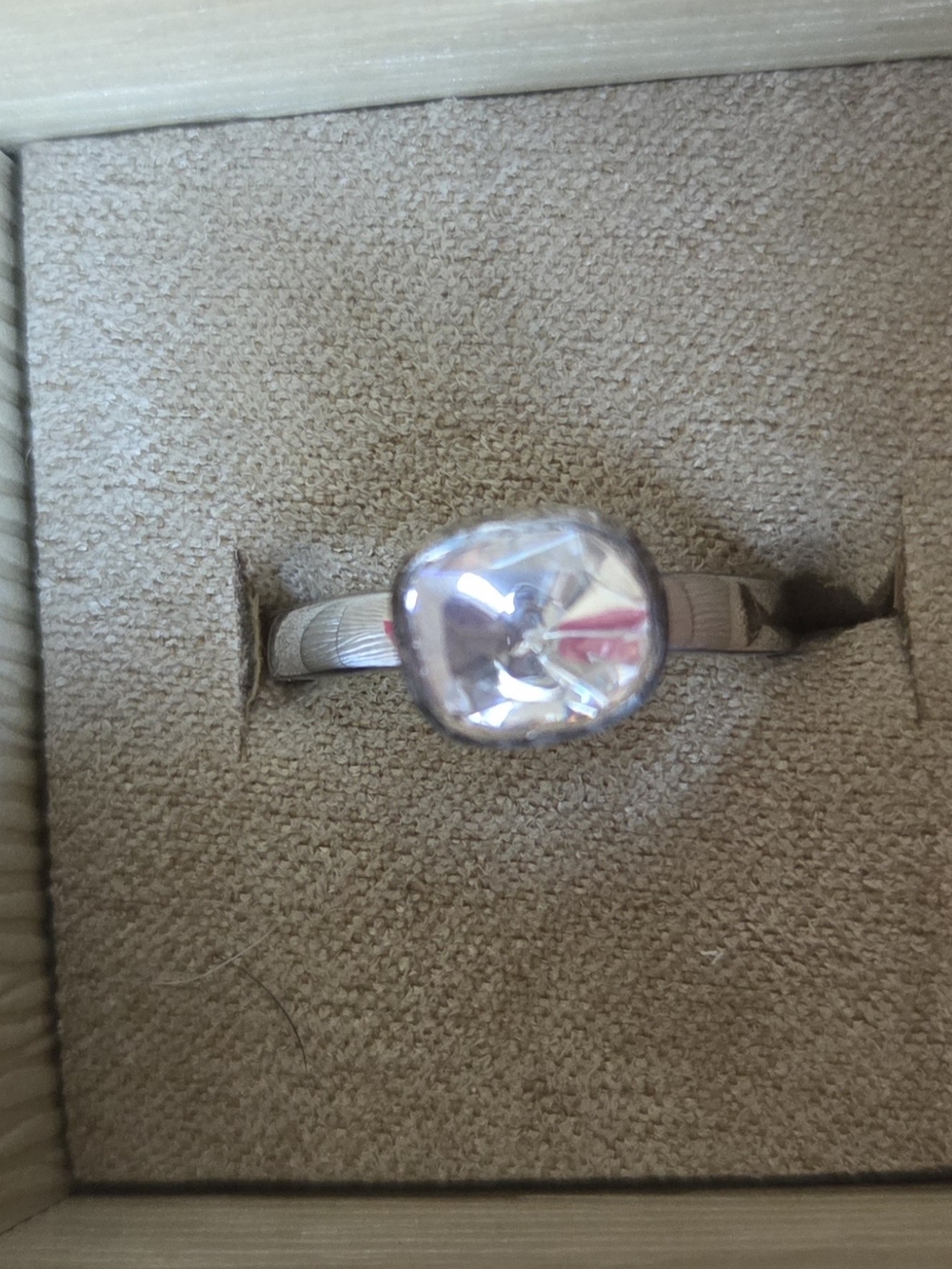 Moissanite Polki 925 Sterling Silver Ring - Clear Stone